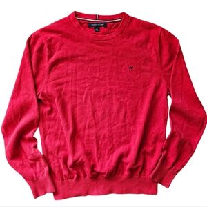 Tommy Hilfiger Red Pull over Crew neck Sweater Cotton Mens Womens XS Unisex